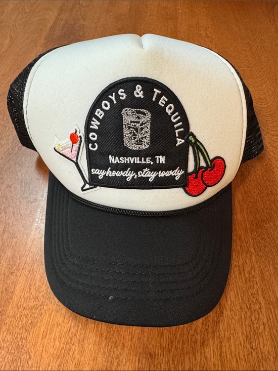 None Accessories - Nashville cowboys and tequila Black and White Mesh Trucker Hat